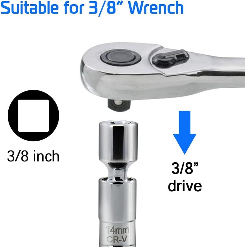 A ABIGAIL 14mm Thin Wall Swivel Magnetic Spark Plug Socket 3/8 Inch Drive 12-Point Spark Plug Socket Removal Tool Compatible with Motorcycle, Car, SUV, BMW, Nissan, Mini, Mercedes - Image 4